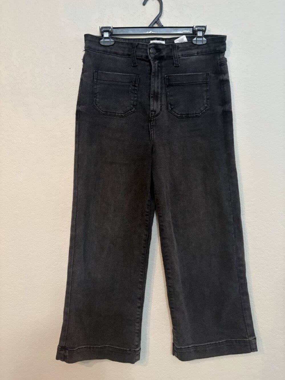 Kensie Jeans The Kaya High Rise Wide Leg In Black Sailor Pockets Sz 6 (28”)